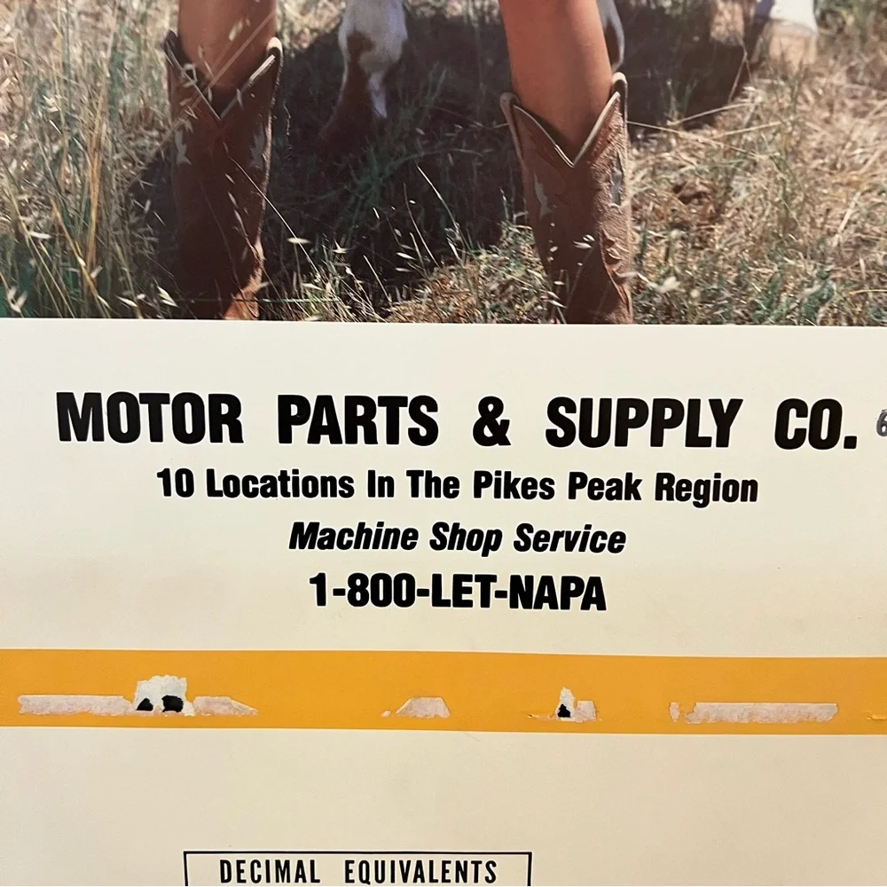 Vintage 1980s? PINUP Napa Auto Parts Service Calendar 16X33.25